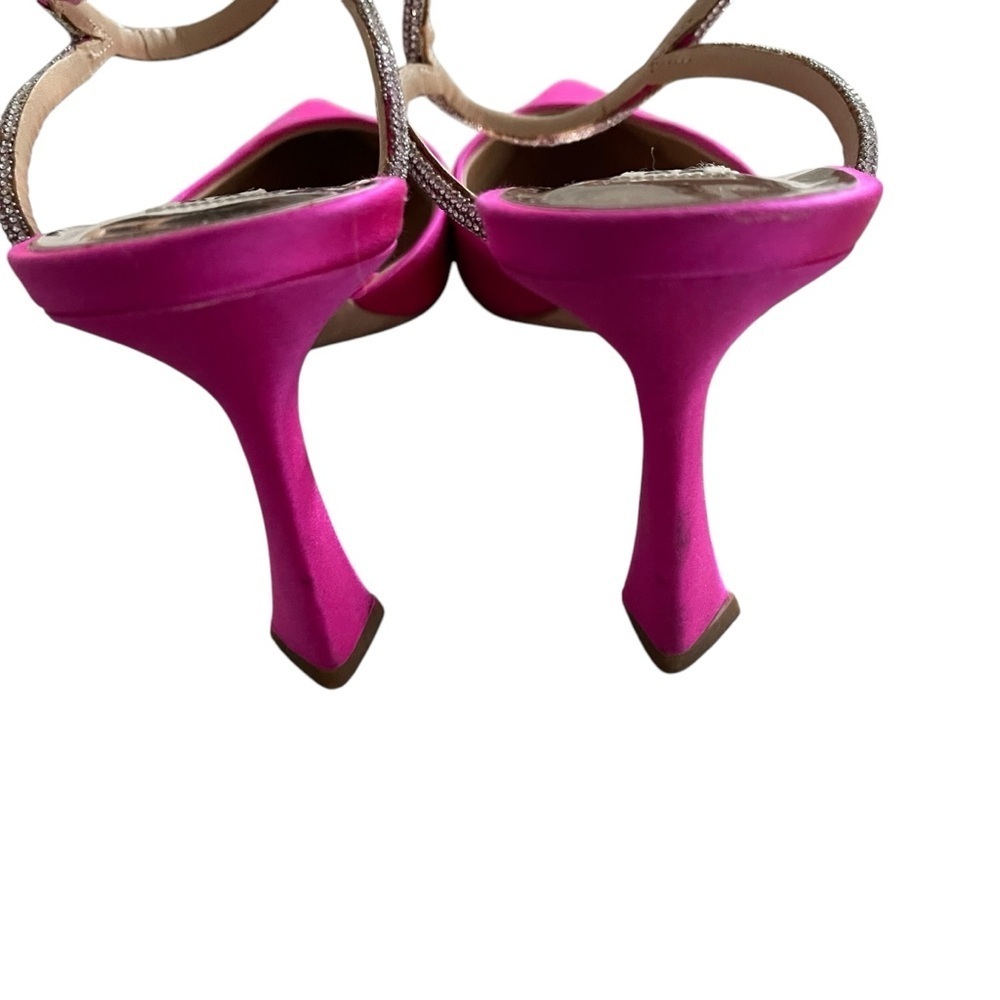 Badgley Mischka Pink Satin Pointed-Toe Heels - Picture 6 of 10